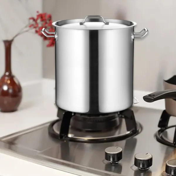 Stockpot Stainless Steel Soup Pot Multipurpose Cookware Boiling Double Handle 6L Soup Boiling Pan for Hotel Kitchen Household 4