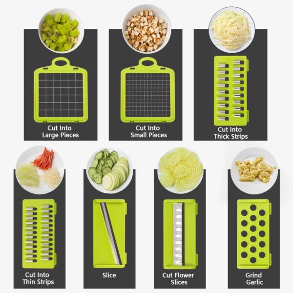 14/16 in 1 Multifunctional Vegetable Chopper Onion Chopper Handle Food Grate Food Chopper Kitchen Vegetable Slicer Dicer Cut 5