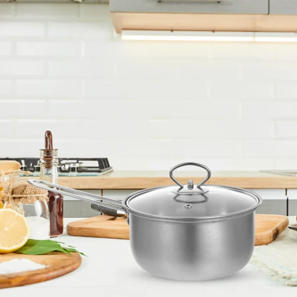 Stainless Steel Soup Pot Frying Pan Cooking Skillet Three Piece Suit Kitchen Sauce 410 Household Griddle 6