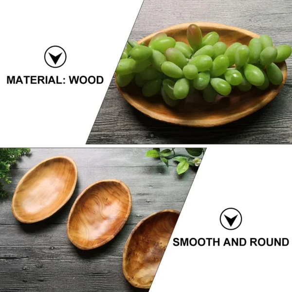 Oval Wooden Fruit Tray Snacks Cake Dessert Dish Food Serving Plate Storage Organizer Kitchen Tableware 5