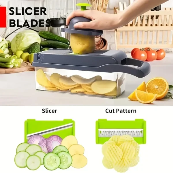 14/16 in 1 Multifunctional Vegetable Chopper Onion Chopper Handle Food Grate Food Chopper Kitchen Vegetable Slicer Dicer Cut 3