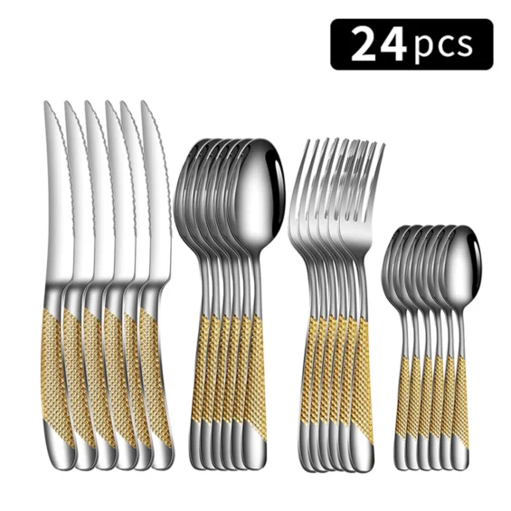 24pc Stainless steel tableware 1