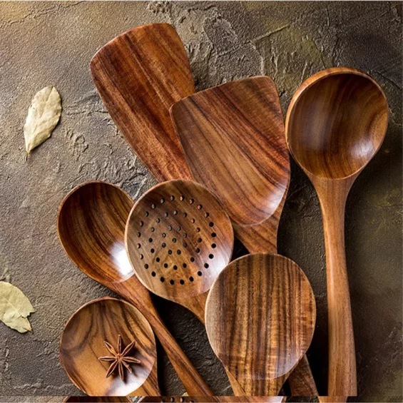 7Pcs Natural Wooden Kitchen Utensils 2