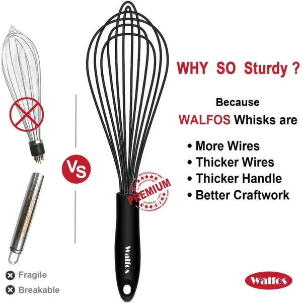 WALFOS 1pcs/3set Silicone Whisk 3