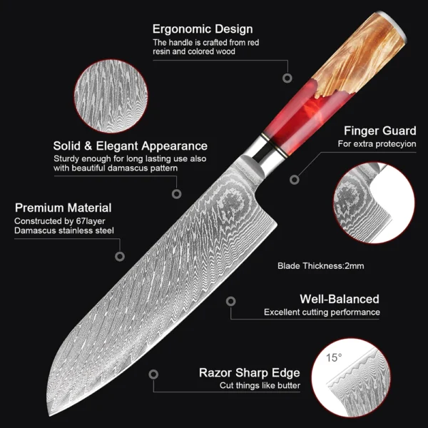 Damascus Santoku Knife 7 inch 4