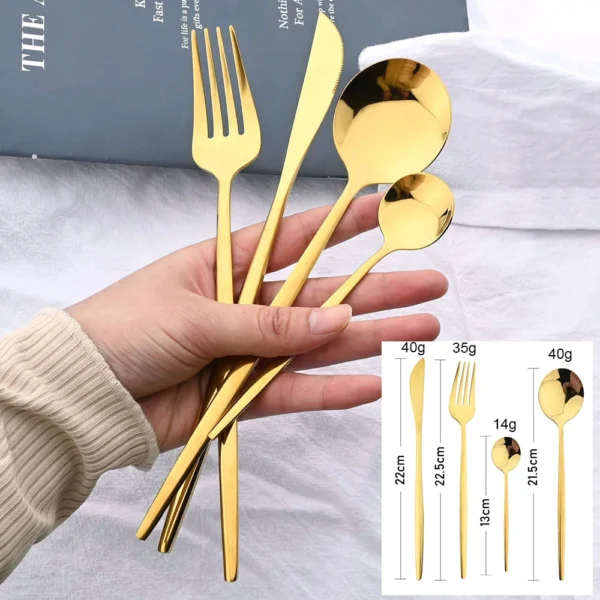 Black Handle Golden Cutlery Set 3