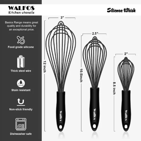 WALFOS 1pcs/3set Silicone Whisk 6