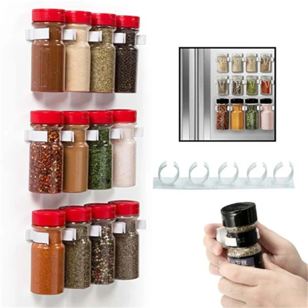 Spice Rack Wall Mount kitchen organizer and storage Clip items shelf accessories hanging Cabinet Door Hooks Jar Holder Tools 4