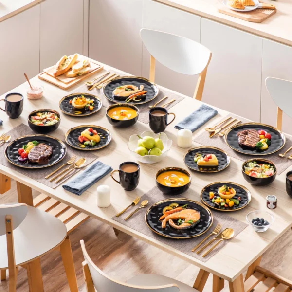 LOVECASA 16/32 Piece Black Dinnerware 6