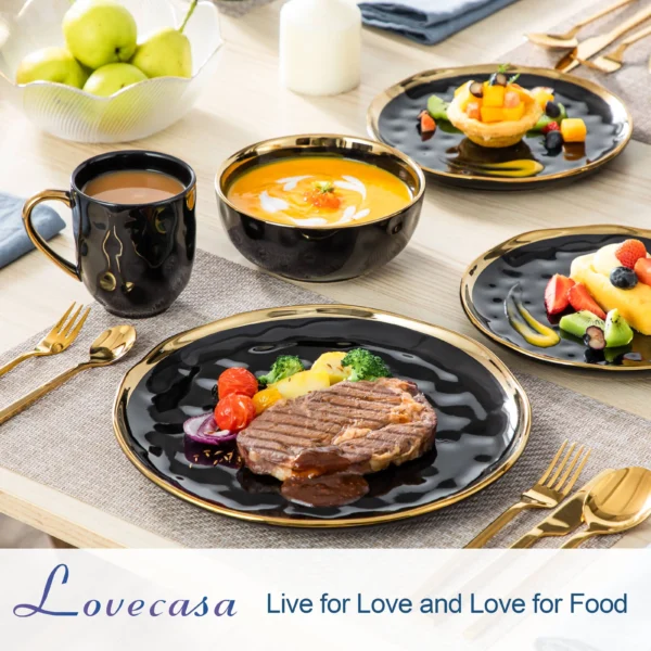 LOVECASA 16/32 Piece Black Dinnerware 4