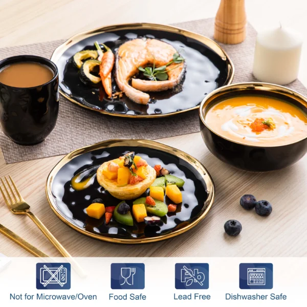 LOVECASA 16/32 Piece Black Dinnerware 3