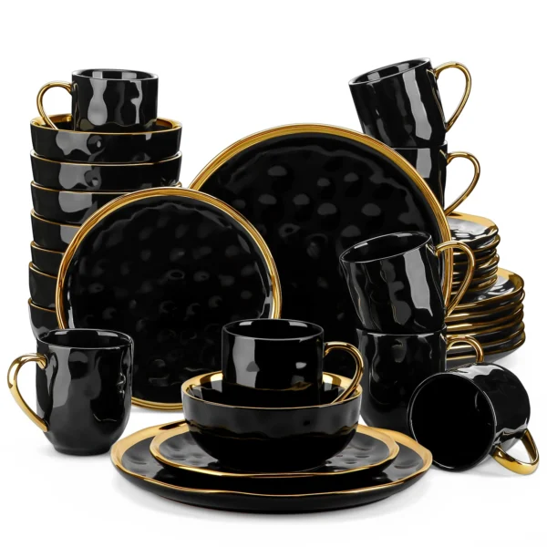 LOVECASA 16/32 Piece Black Dinnerware 1